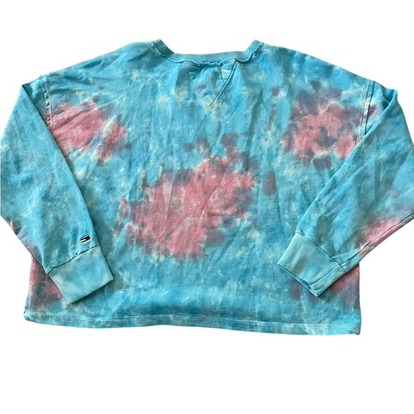 NEW Tommy Jeans Tie-Dye Cropped Sweatshirt Light Blue Pink Size L - Picture 3 of 8